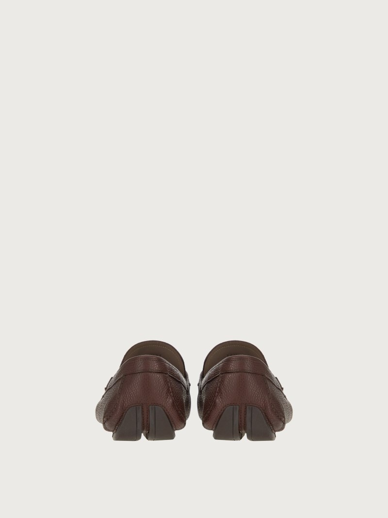 Ferragamo | Men's Driver With Gancini Ornament - Chocolate