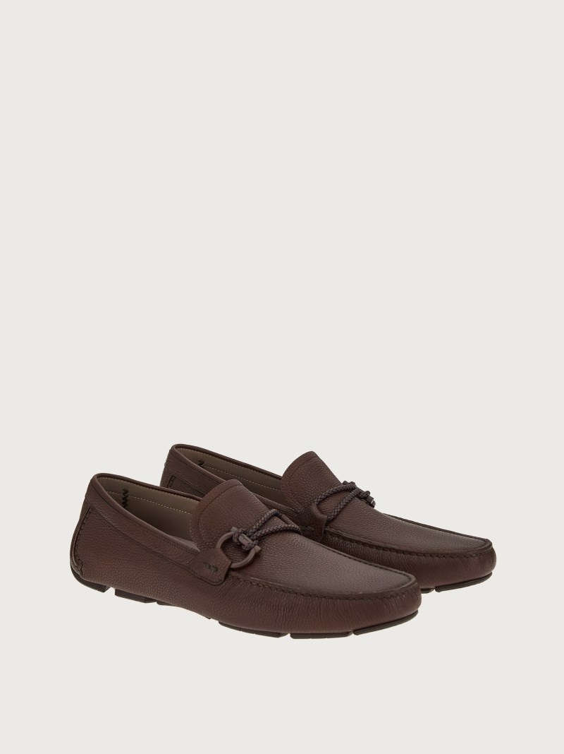 Ferragamo | Men's Driver With Gancini Ornament - Chocolate