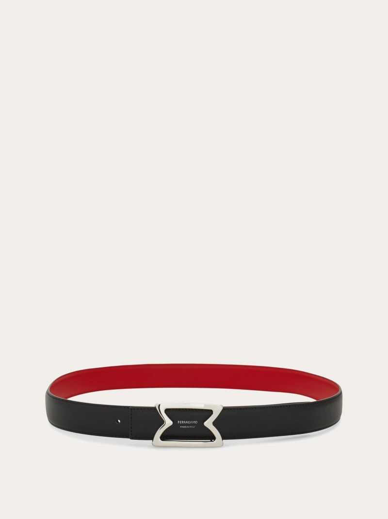 Ferragamo | Men's Reversible Belt - Black/Flame Red