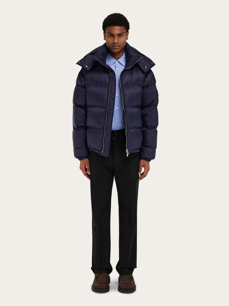 Ferragamo | Men's Padded Jacket In Ultralight Nylon - New Navy Blue