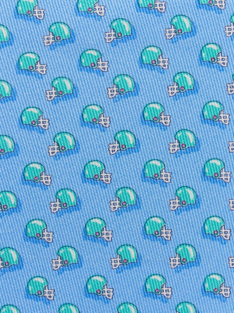 Ferragamo | Men's Football Print Silk Tie - Light Blue