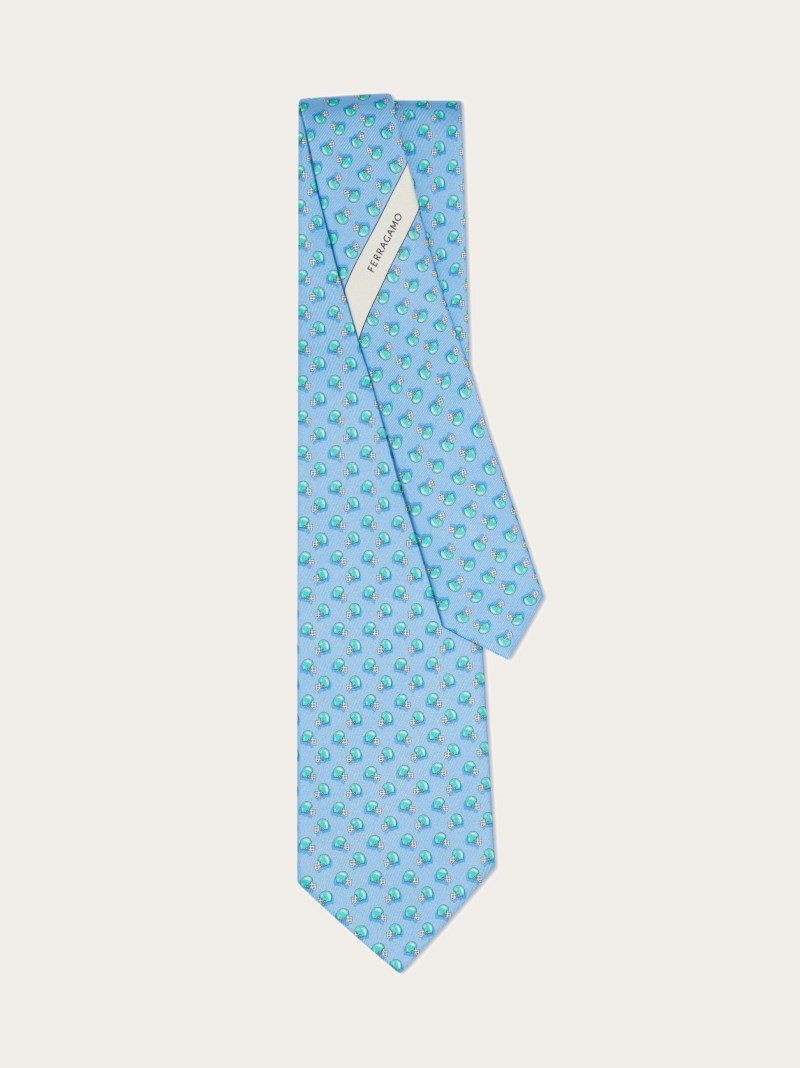 Ferragamo | Men's Football Print Silk Tie - Light Blue