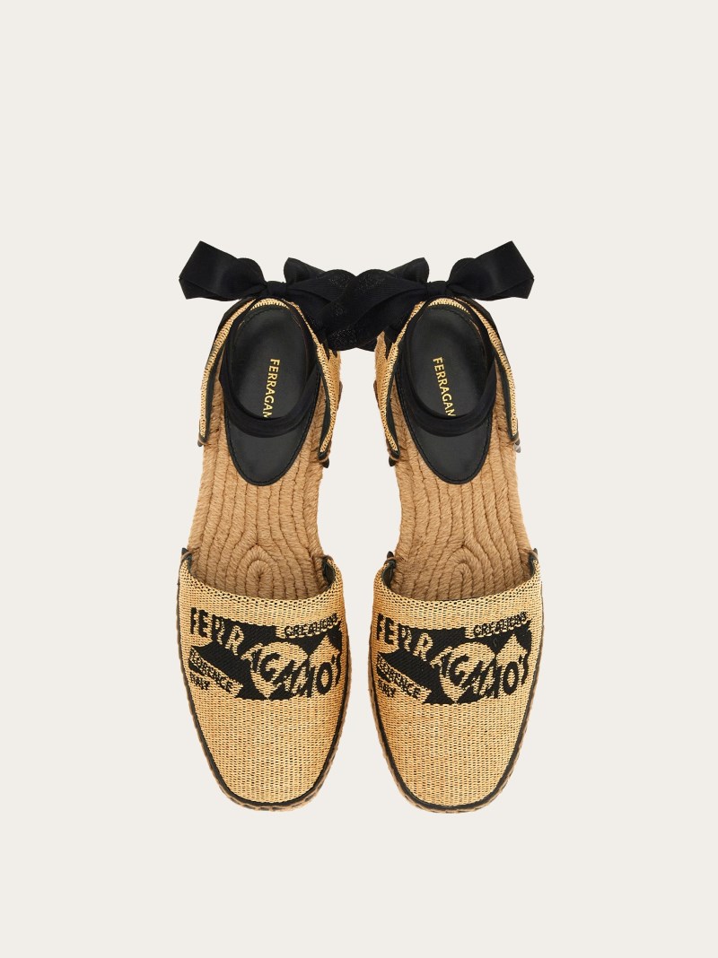 Ferragamo | Women's Flat Espadrilles - Honey/Black