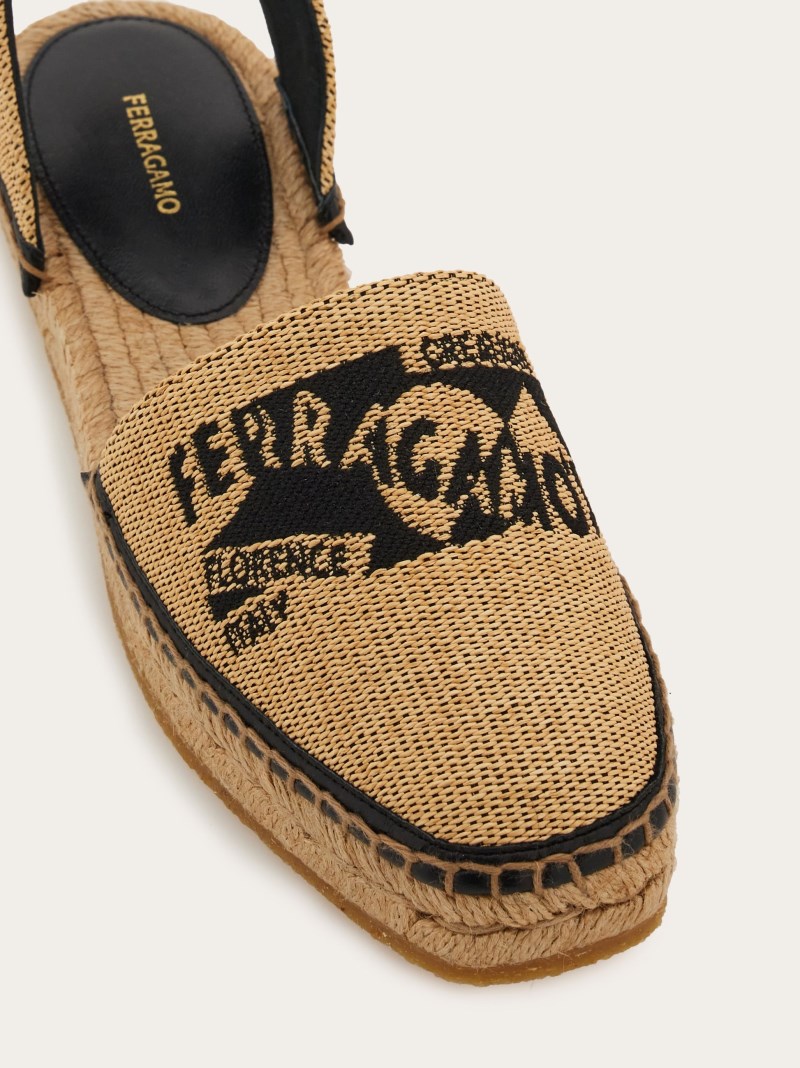 Ferragamo | Women's Flat Espadrilles - Honey/Black