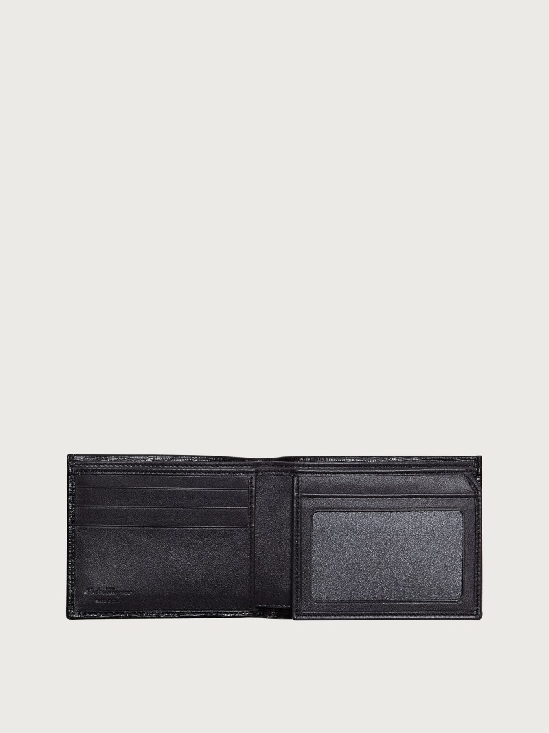 Ferragamo | Men's Gancini Wallet With Id Window - Black/Dark Rain