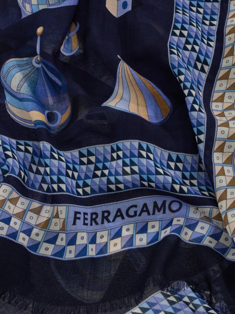 Ferragamo | Women's Cashmere Shawl - Blue/Oxford Blue