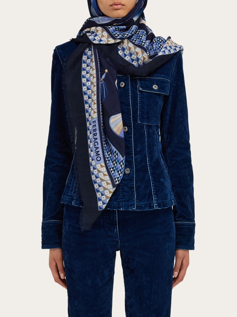 Ferragamo | Women's Cashmere Shawl - Blue/Oxford Blue