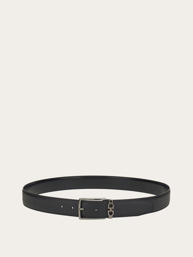 Ferragamo | Men's Reversible And Adjustable Gancini Belt - Black