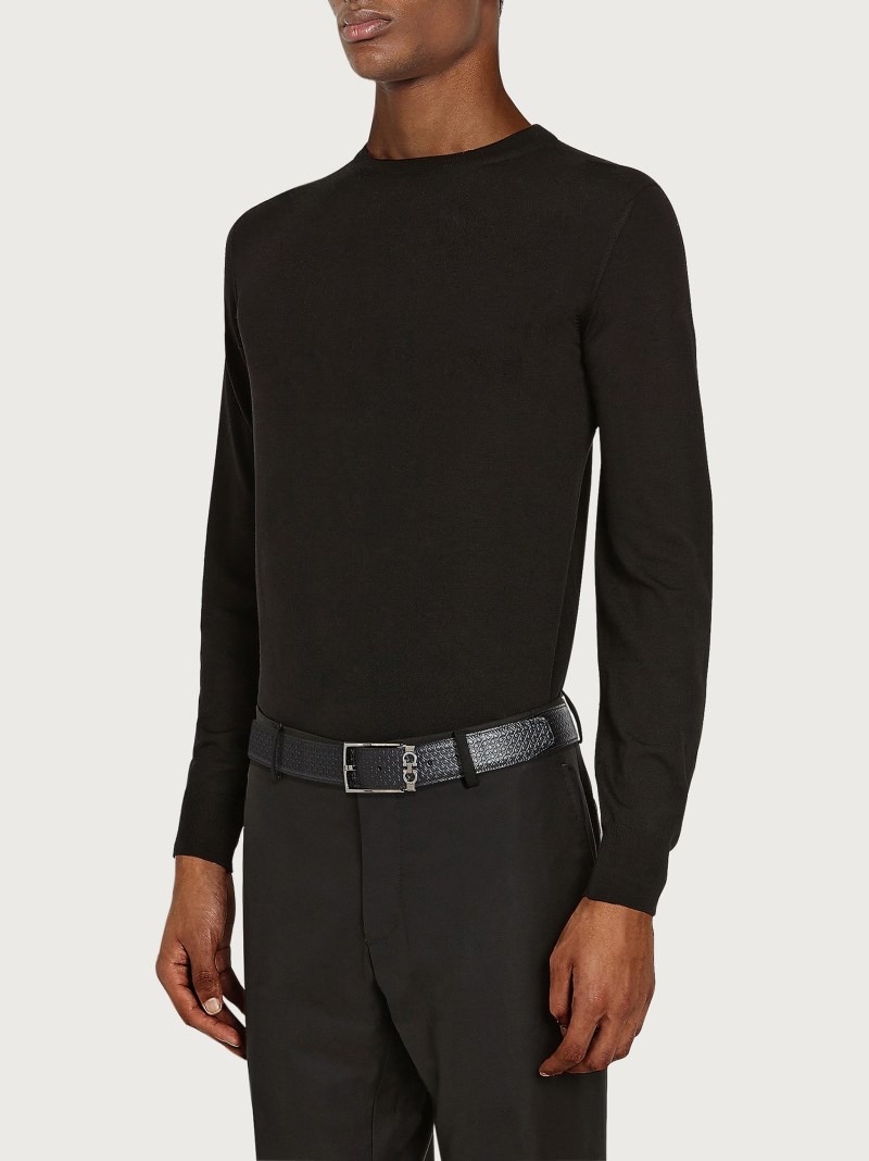 Ferragamo | Men's Reversible And Adjustable Gancini Belt - Black