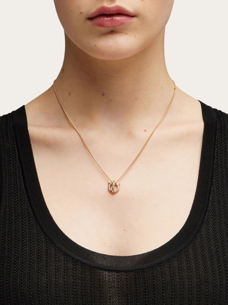 Ferragamo | Women's Gancini 3D Crystals Necklace - Gold