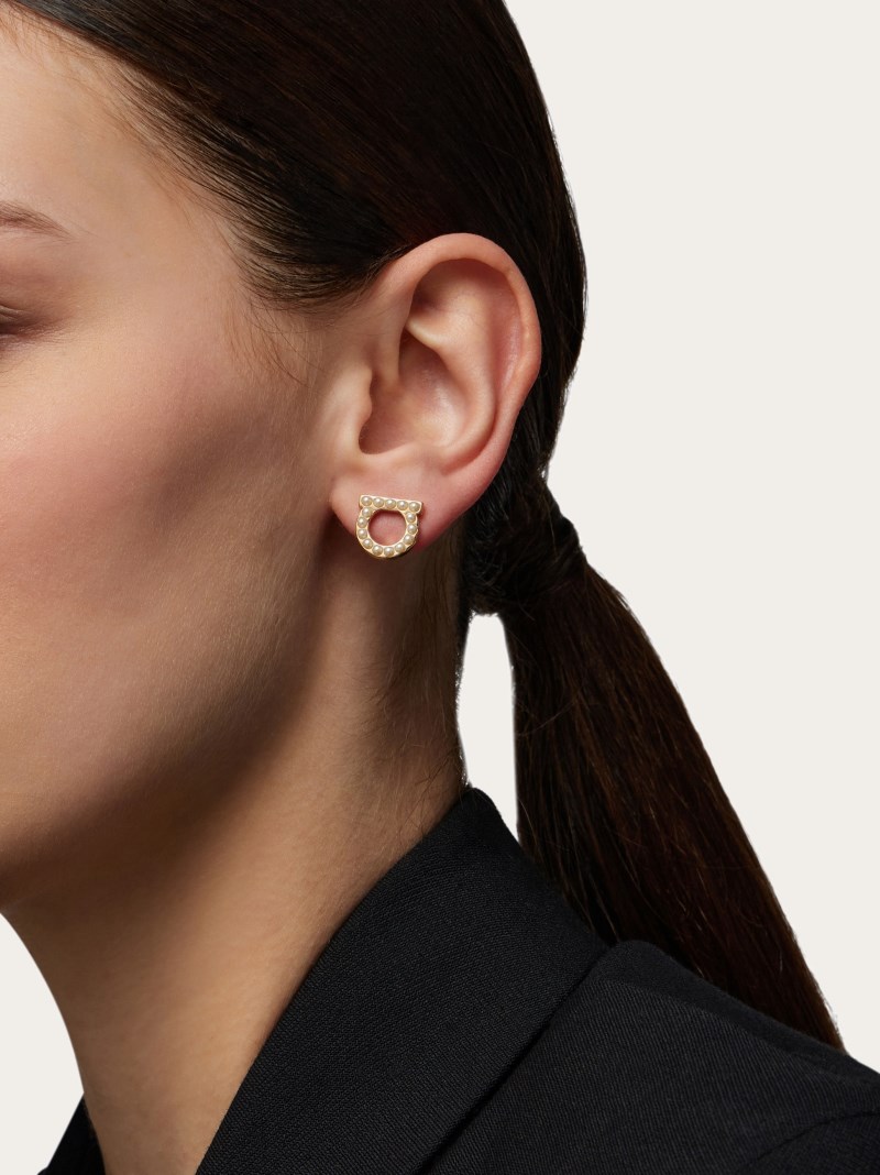 Ferragamo | Women's Gancini Pearls Earrings - Gold