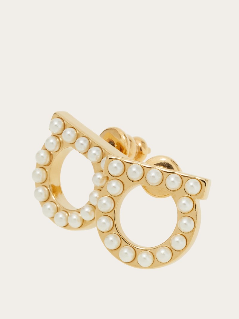 Ferragamo | Women's Gancini Pearls Earrings - Gold