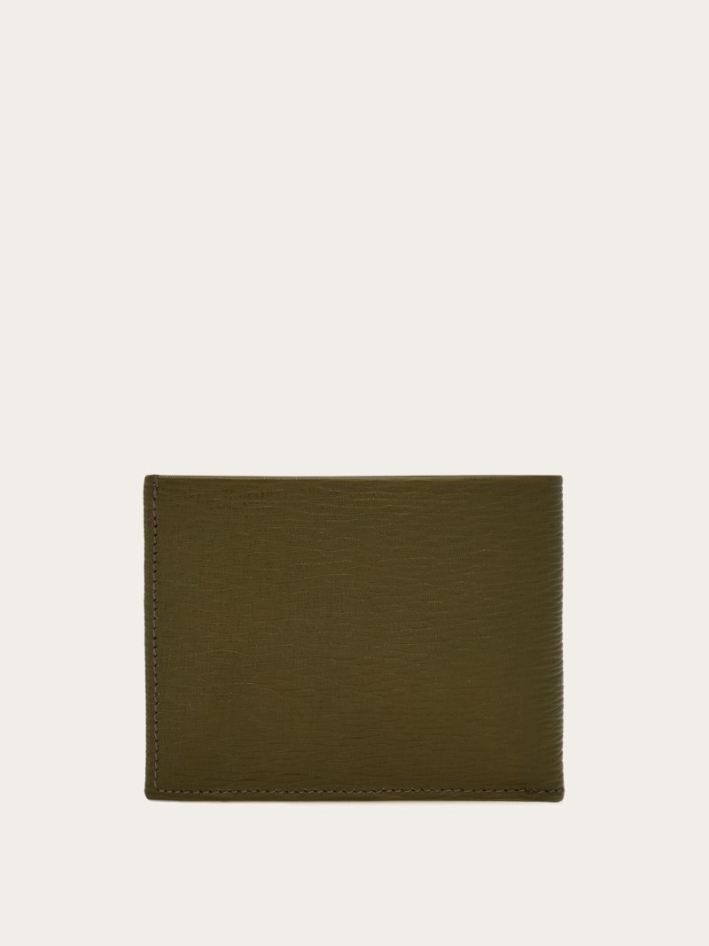 Ferragamo | Men's Gancini Wallet - Olive Green/Testa Di Moro/Coffee