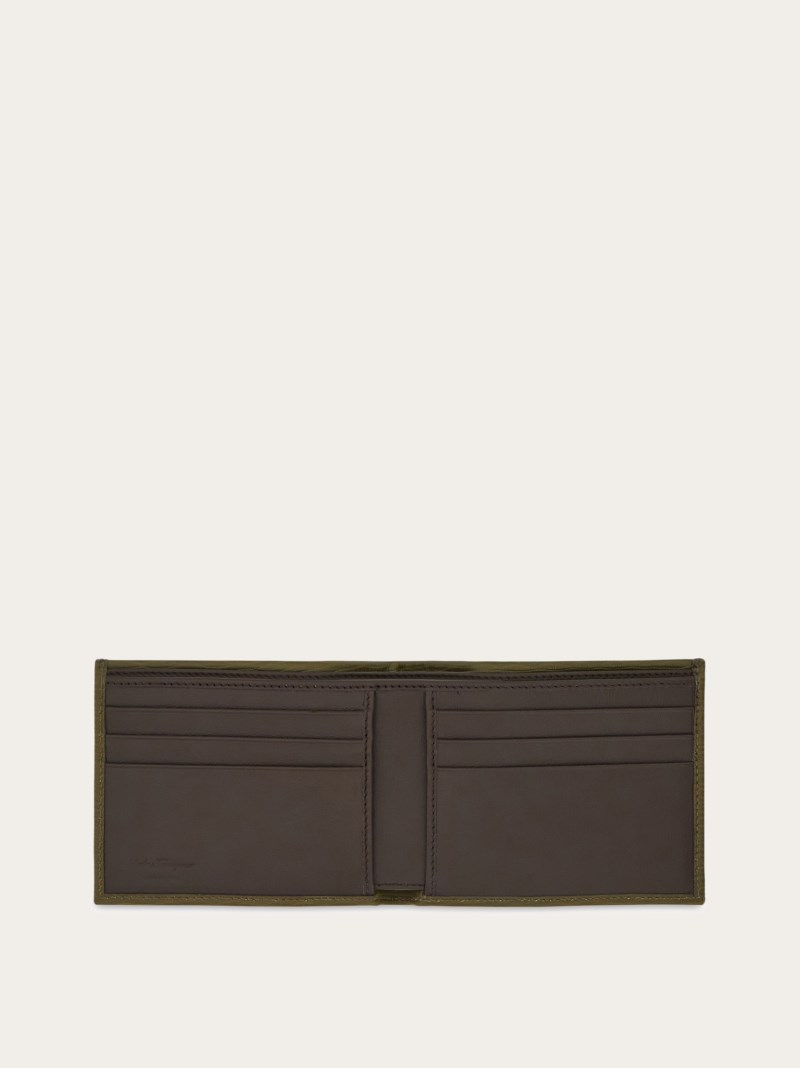 Ferragamo | Men's Gancini Wallet - Olive Green/Testa Di Moro/Coffee