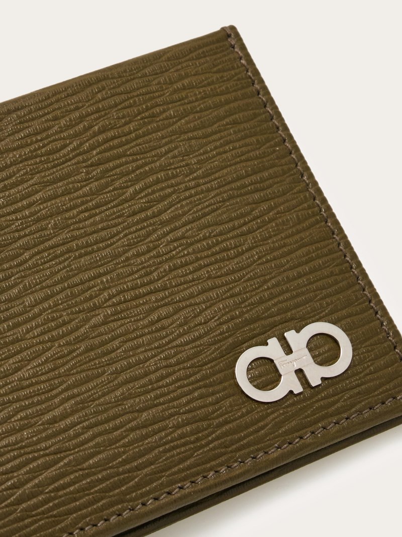 Ferragamo | Men's Gancini Wallet - Olive Green/Testa Di Moro/Coffee