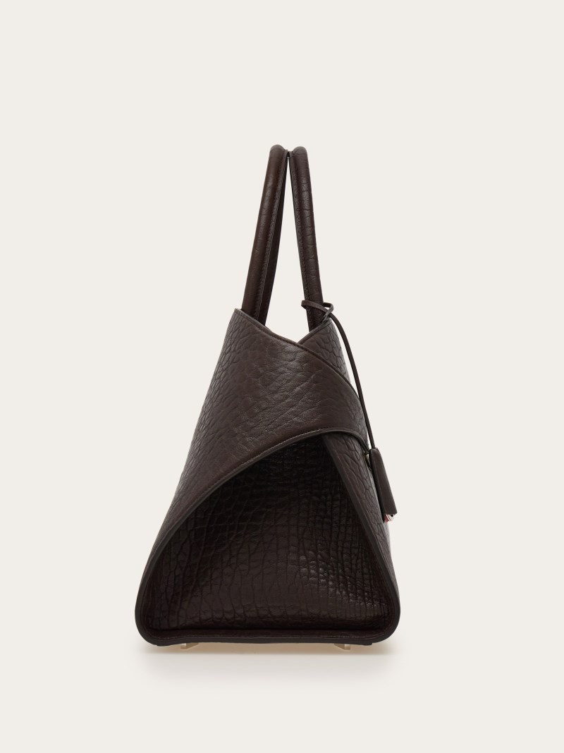 Ferragamo | Women's Hug Bicolor Handbag - Testa Di Moro/Flame Red