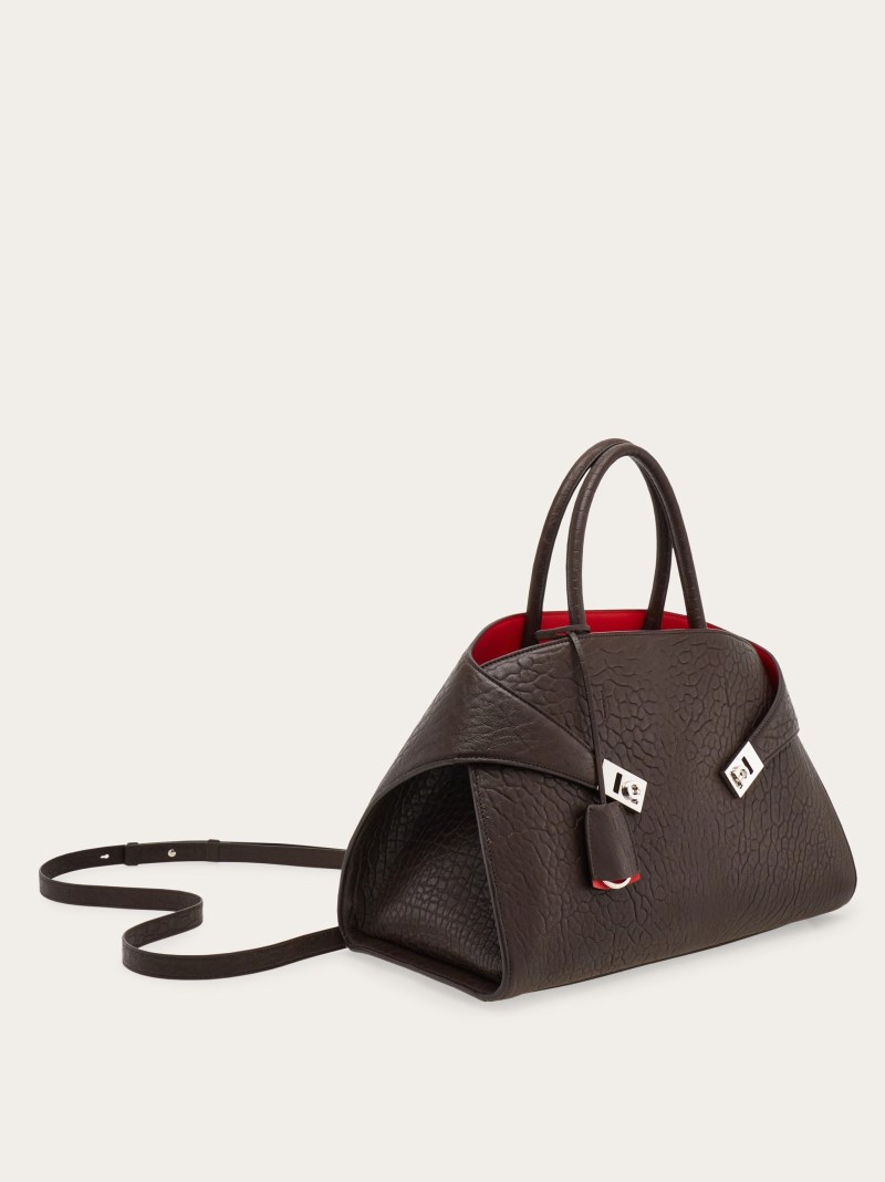 Ferragamo | Women's Hug Bicolor Handbag - Testa Di Moro/Flame Red