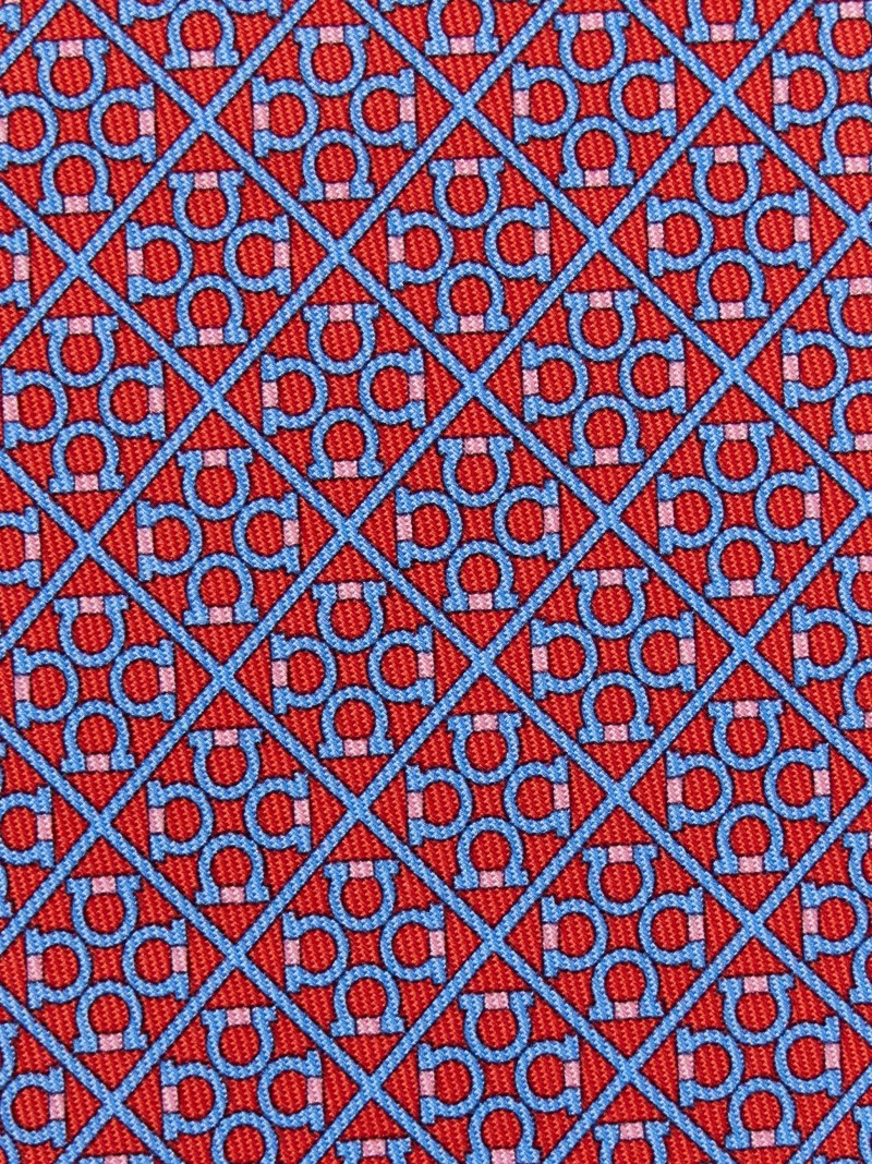 Ferragamo | Men's Square Gancini Print Silk Tie - Red