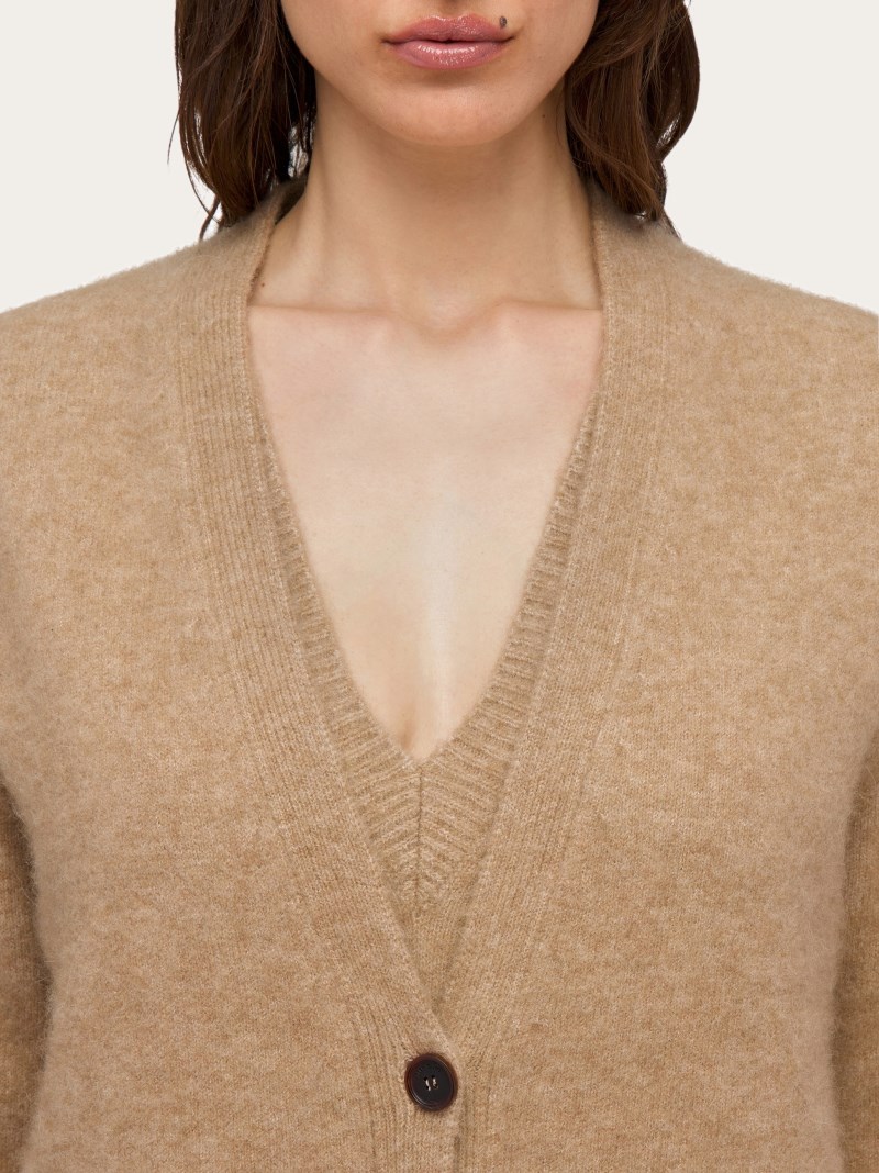 Ferragamo | Women's Oversize Wool And Alpaca Cardigan - Nude