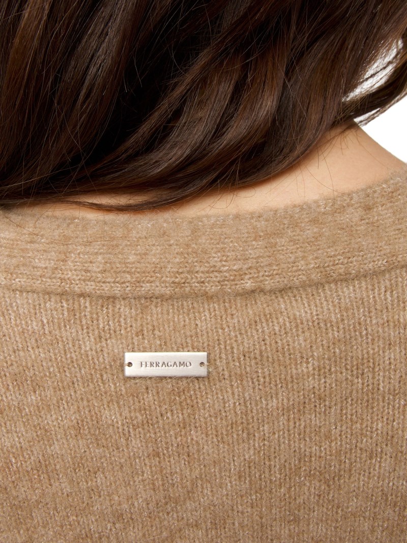 Ferragamo | Women's Oversize Wool And Alpaca Cardigan - Nude