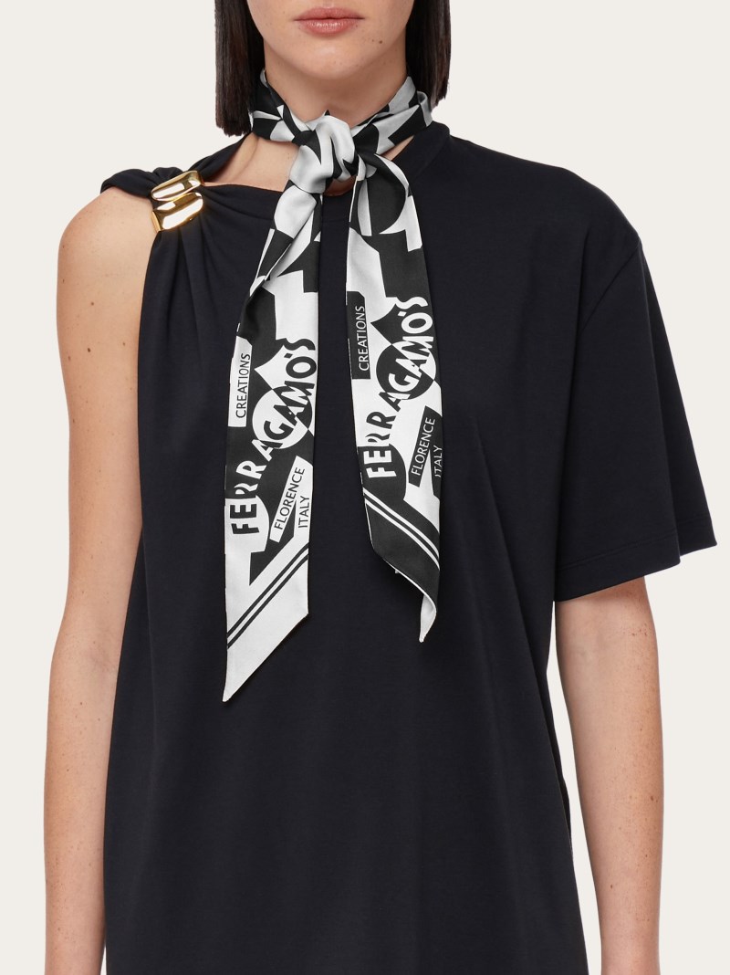 Ferragamo | Women's Logo Print Silk Mini Bandeau - White/Black