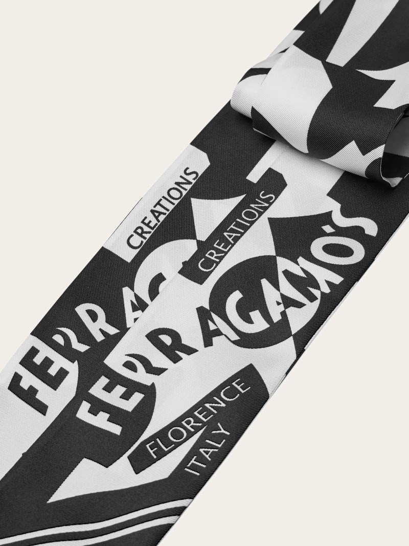 Ferragamo | Women's Logo Print Silk Mini Bandeau - White/Black