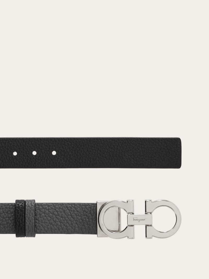 Ferragamo | Women's Reversible And Adjustable Gancini Belt - Grey/Black