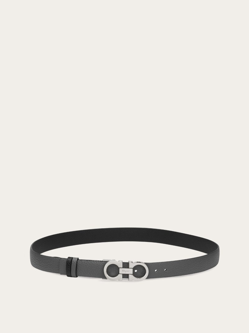 Ferragamo | Women's Reversible And Adjustable Gancini Belt - Grey/Black