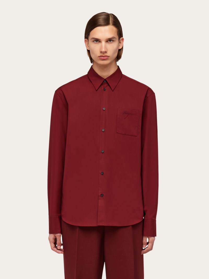 Ferragamo | Men's Long Sleeved Shirt - Bordeaux
