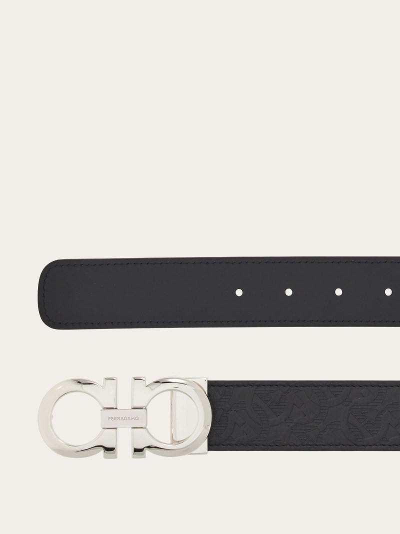 Ferragamo | Men's Reversible And Adjustable Gancini Belt - Black