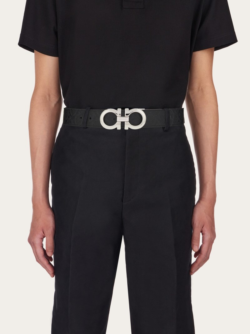 Ferragamo | Men's Reversible And Adjustable Gancini Belt - Black