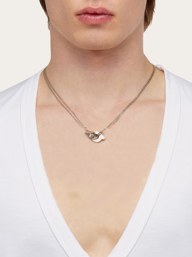 Ferragamo | Men's Gancini Pendant Necklace - Palladium