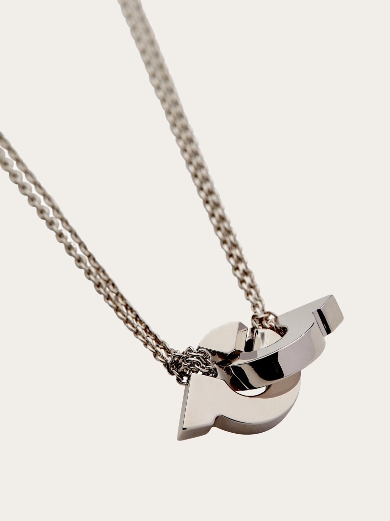 Ferragamo | Men's Gancini Pendant Necklace - Palladium