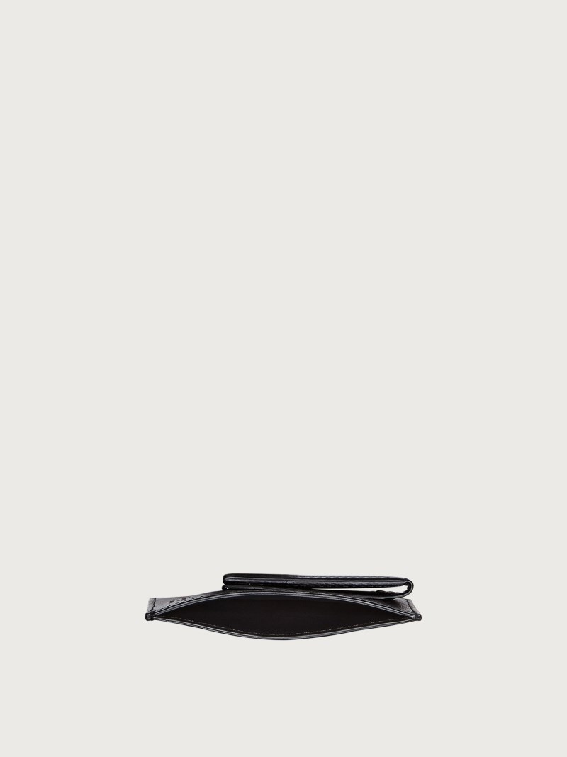 Ferragamo | Men's Gancini Credit Card Holder - Black/Ferragamo Red