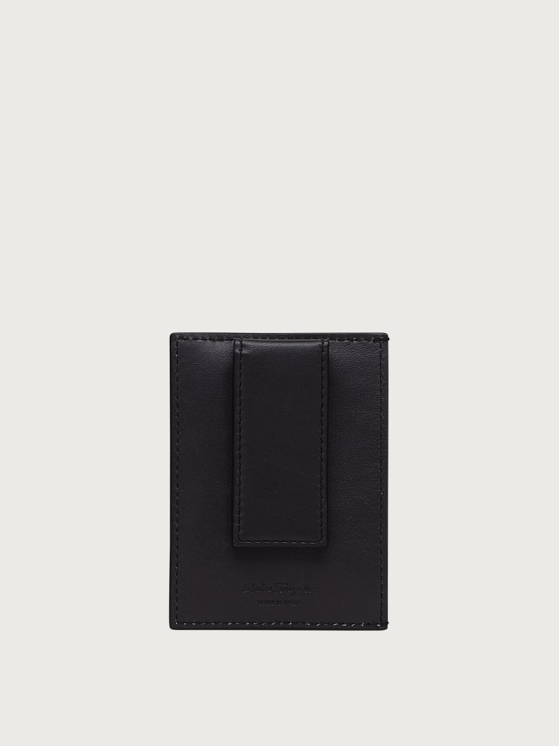 Ferragamo | Men's Gancini Credit Card Holder - Black/Ferragamo Red