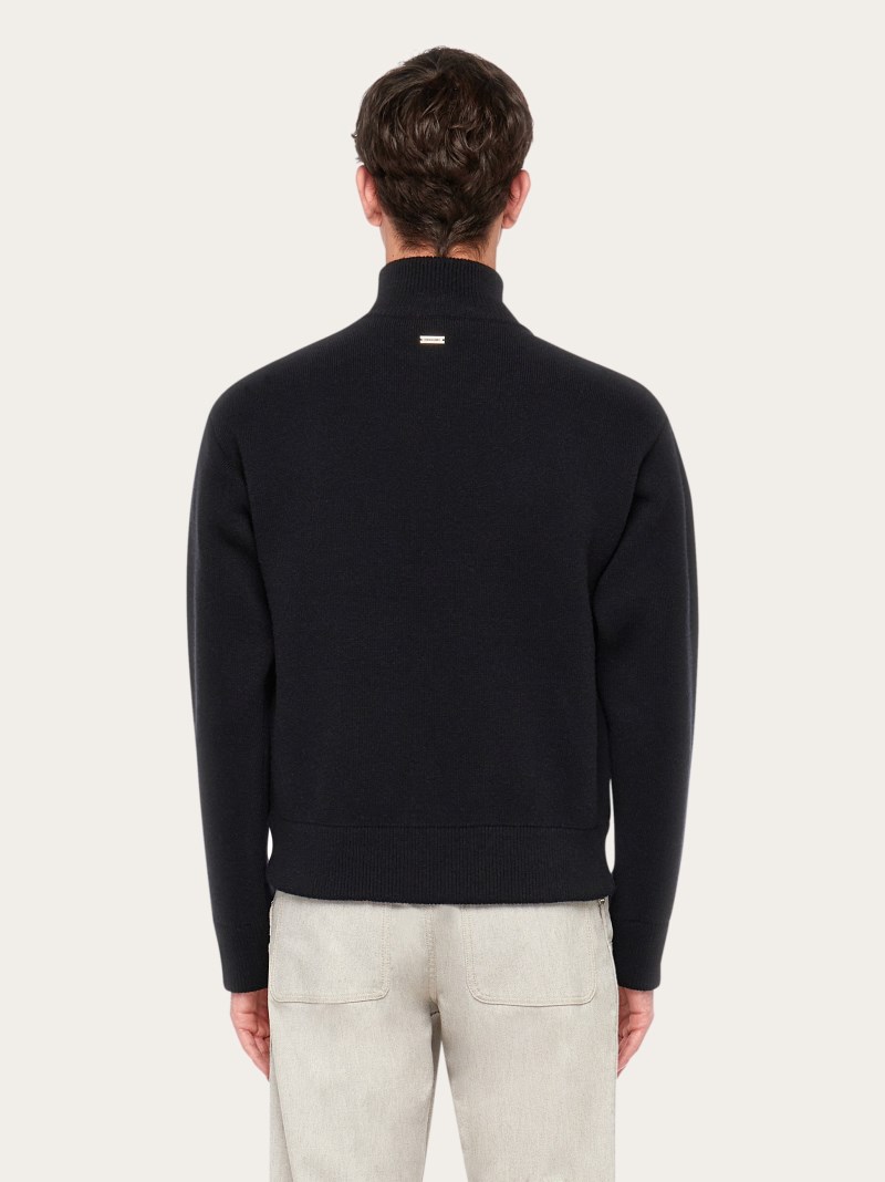 Ferragamo | Men's Blouson With Leather Inserts - Black