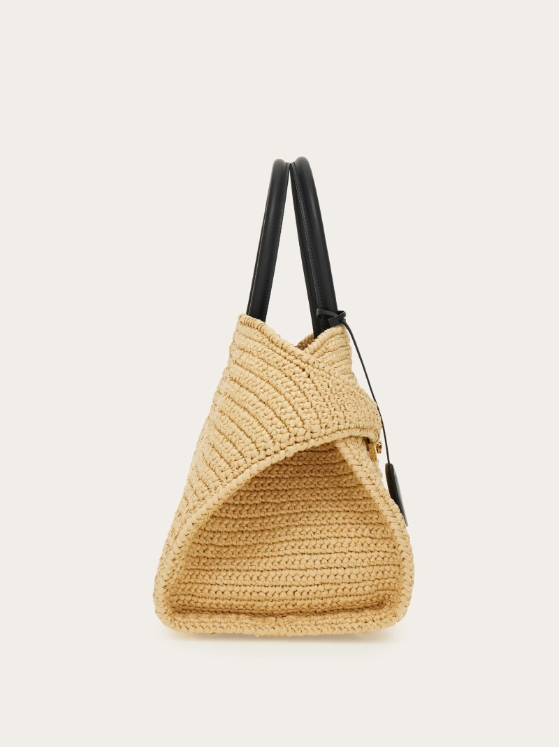 Ferragamo | Women's Hug Handbag - Natural/Black