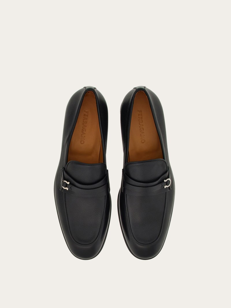 Ferragamo | Men's Moccasin With Gancini Ornament - Black