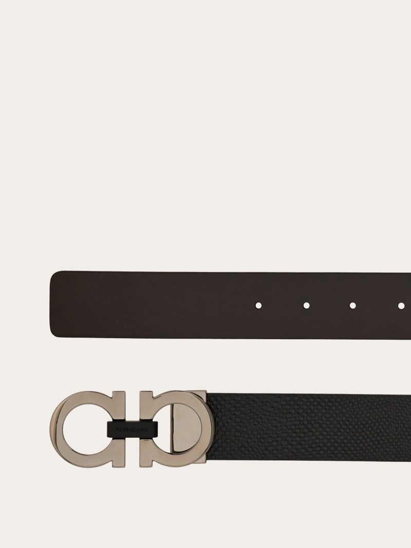 Ferragamo | Men's Reversible And Adjustable Gancini Belt - Black/Brown