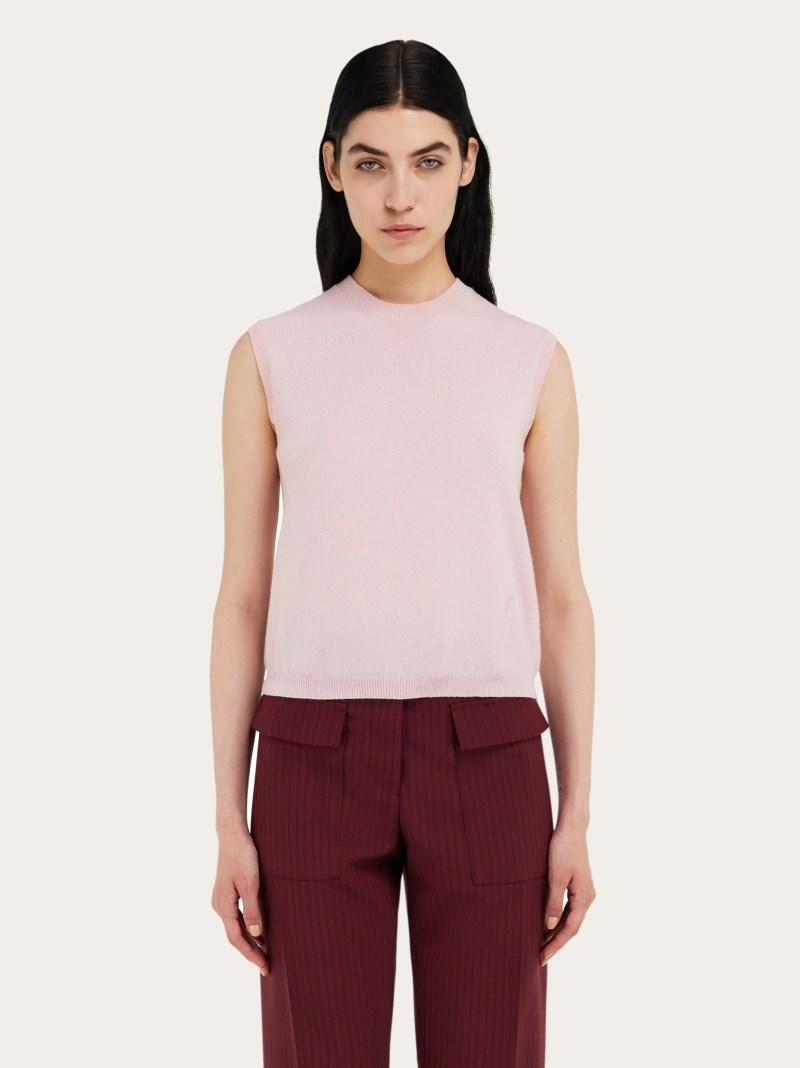 Ferragamo | Women's Sleeveless Cashmere Gilet - Orchid Pink