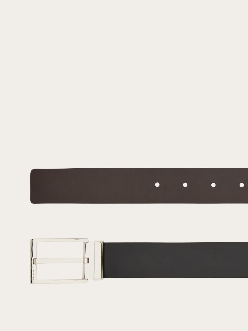 Ferragamo | Men's Reversible And Adjustable Gancini Belt - Testa Di Moro/Black