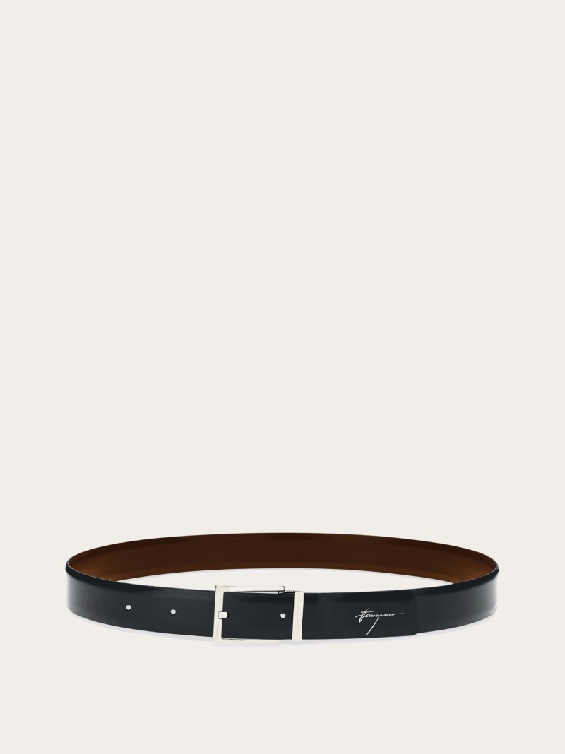 Ferragamo | Men's Reversible And Adjustable Gancini Belt - Testa Di Moro/Black