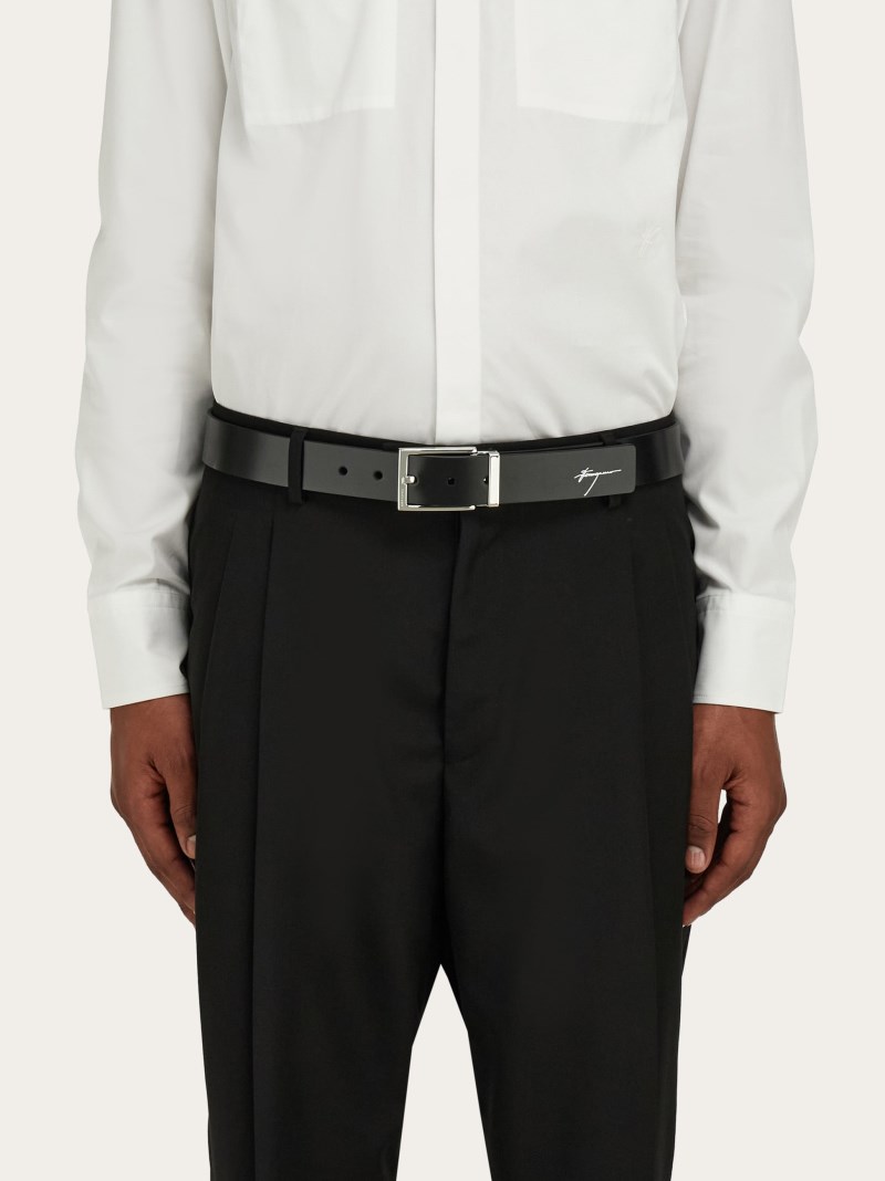 Ferragamo | Men's Reversible And Adjustable Gancini Belt - Testa Di Moro/Black