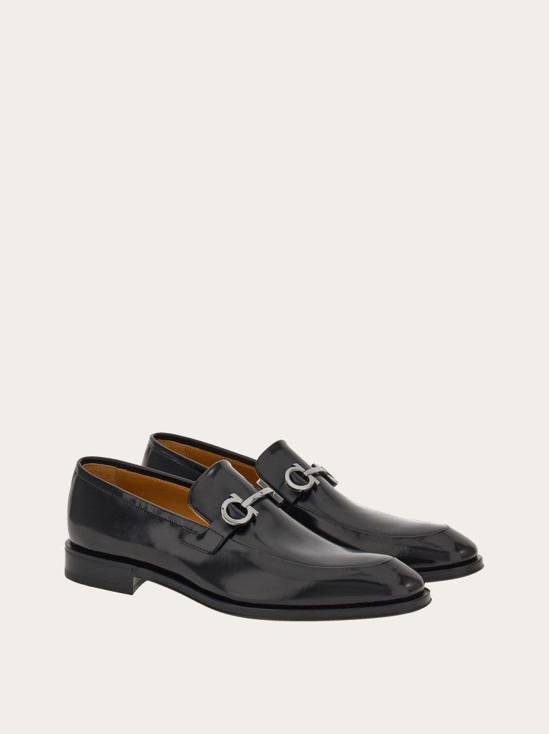 Ferragamo | Men's Moccasin With Gancini Ornament - Black