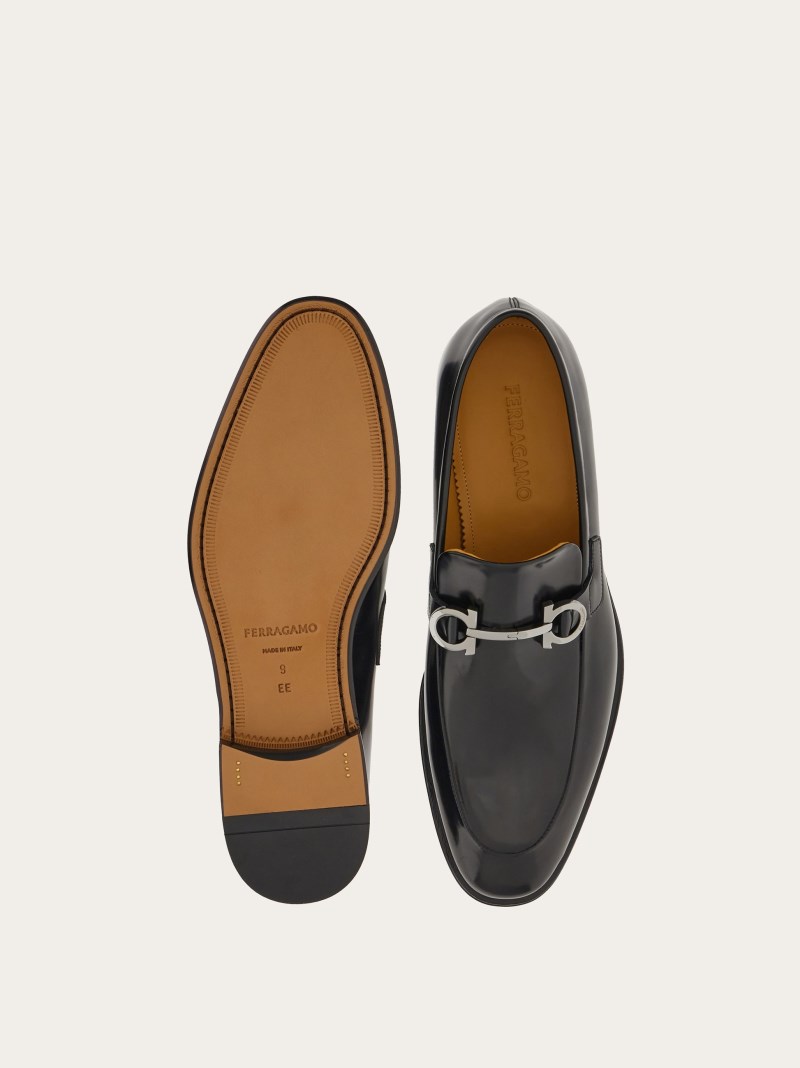 Ferragamo | Men's Moccasin With Gancini Ornament - Black