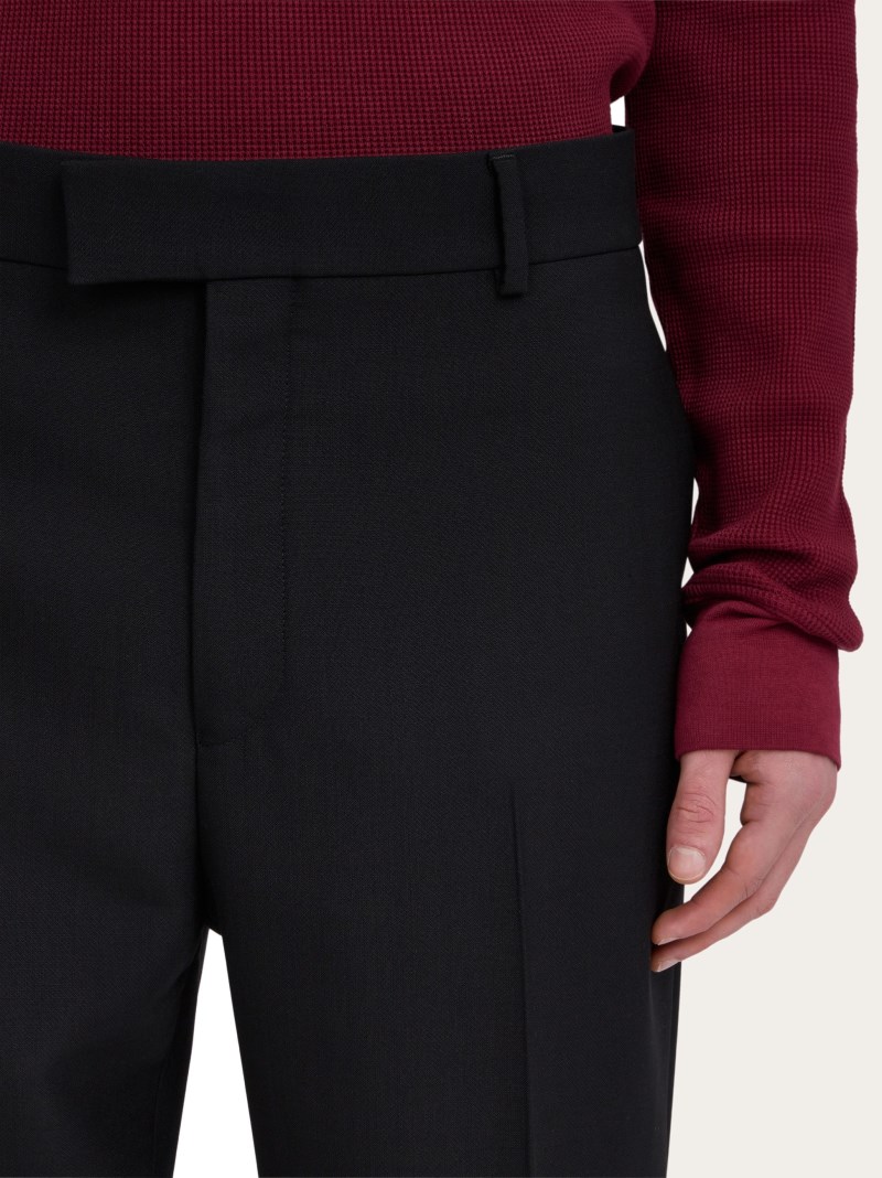 Ferragamo | Men's Flat Front Trouser - Black