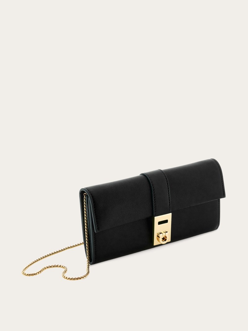 Ferragamo | Women's Hug Wallet With Chain - Black