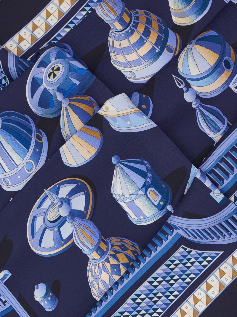 Ferragamo | Women's Nadir Print Silk Scarf - Navy Blue/Stone