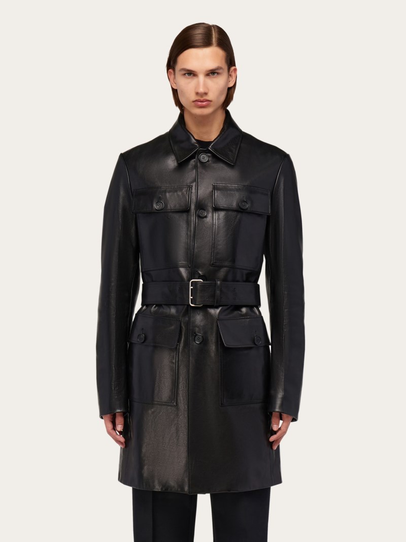 Ferragamo | Men's Leather Coat - Black