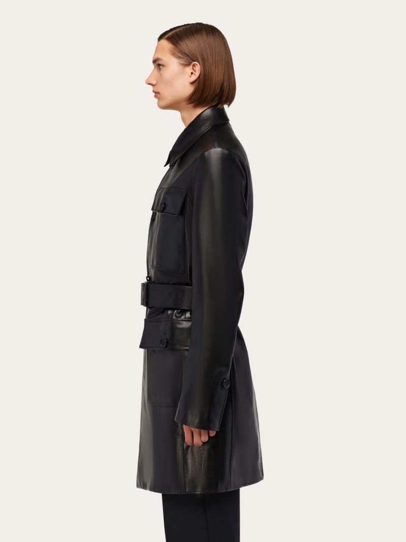 Ferragamo | Men's Leather Coat - Black